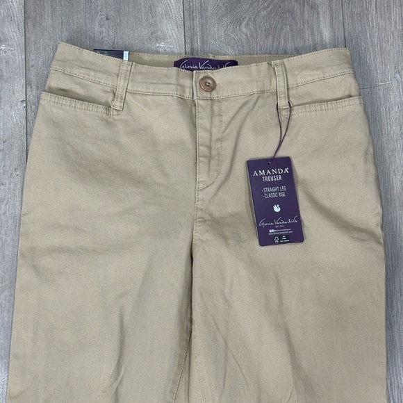 Women’s Gloria Vanderbilt 4 Petite Chino Khakis Pants Khaki Straight Stretch NWT - Picture 5 of 12